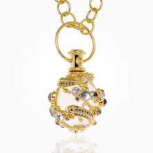 Load image into Gallery viewer, 18K Flying Fish Amulet with rock crystal, royal blue moonstone, blue sapphire and diamond