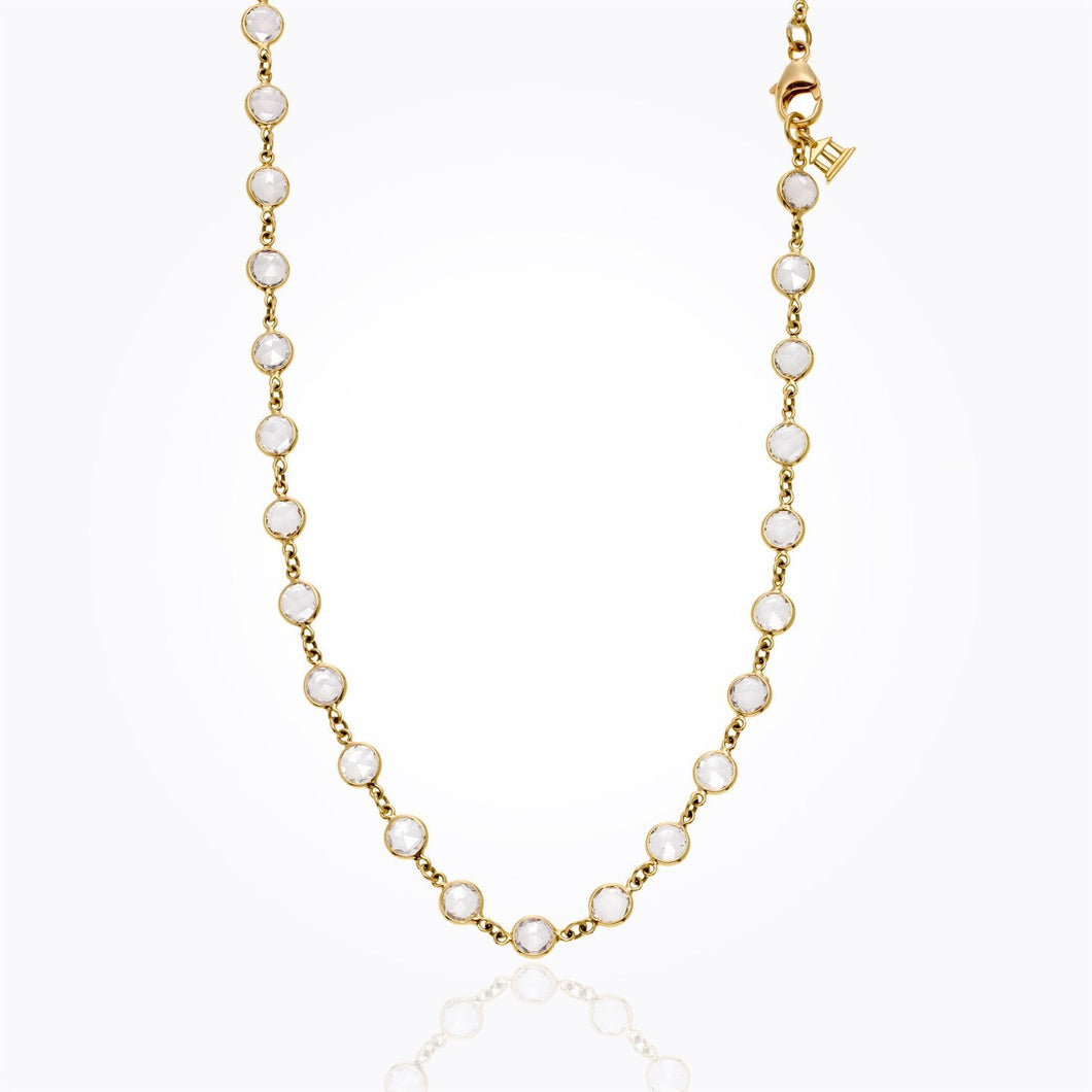 18K Classic Longchain Necklace with rose cut white sapphire