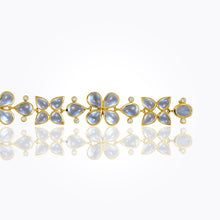 Load image into Gallery viewer, 18K Flower Cluster Bracelet with royal blue moonstone and diamond
