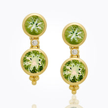 Load image into Gallery viewer, 18K Double Drop Earrings with faceted aquamarine and diamond
