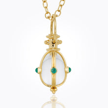 Load image into Gallery viewer, 18K Classic Amulet with oval rock crystal and cabochon emerald
