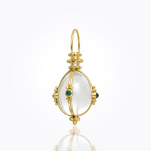 Load image into Gallery viewer, 18K Classic Amulet with oval rock crystal and cabochon emerald
