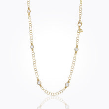 Load image into Gallery viewer, 18K Fine Round Link Necklace with white sapphire
