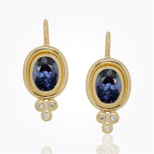 Load image into Gallery viewer, 18K Classic Oval Faceted Earrings with diamond granulation- 8X6mm
