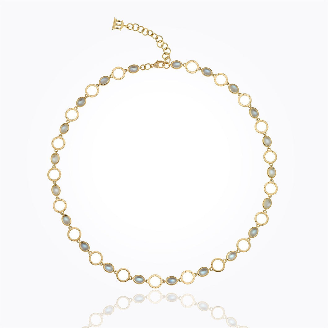 18K Celestial Necklace with royal blue moonstone and diamond