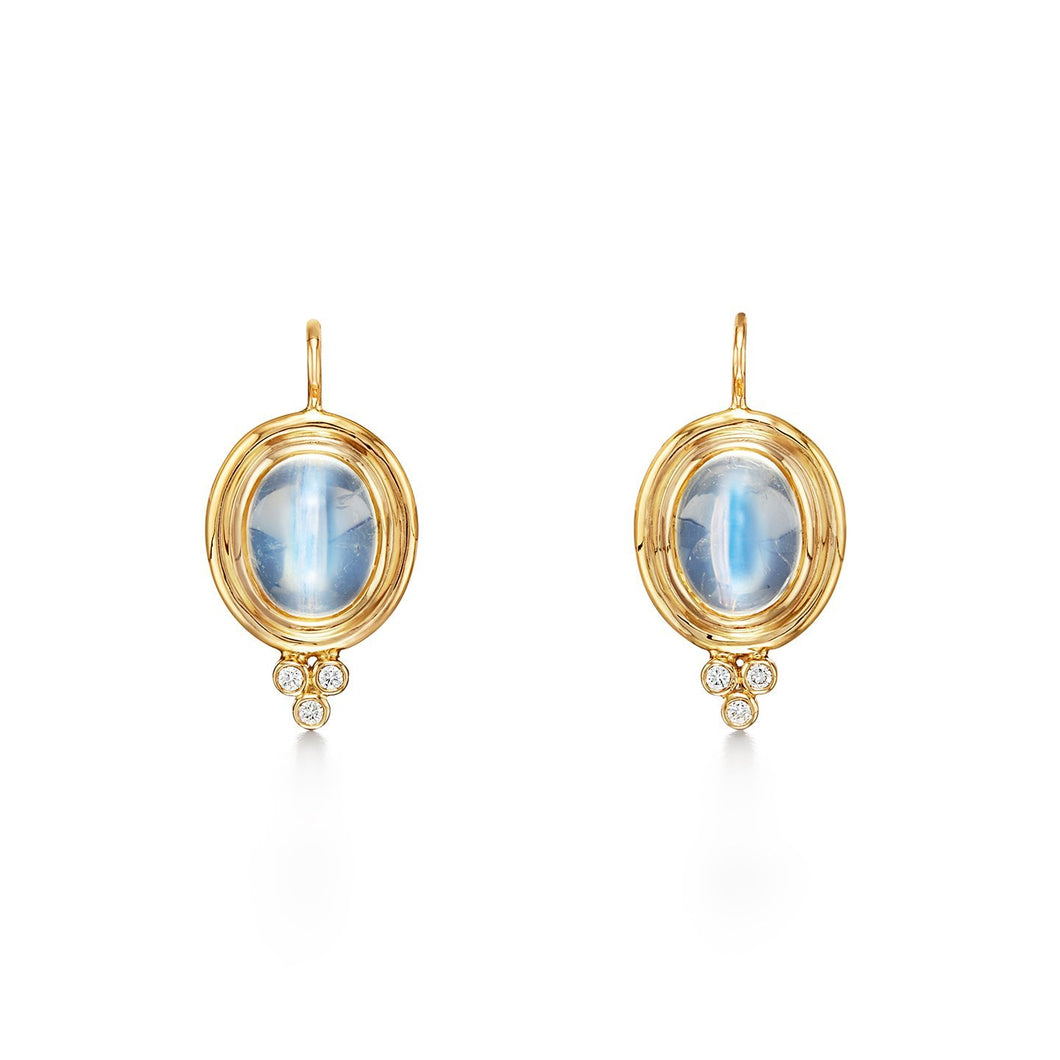 18K Classic Cabochon Oval Earrings
