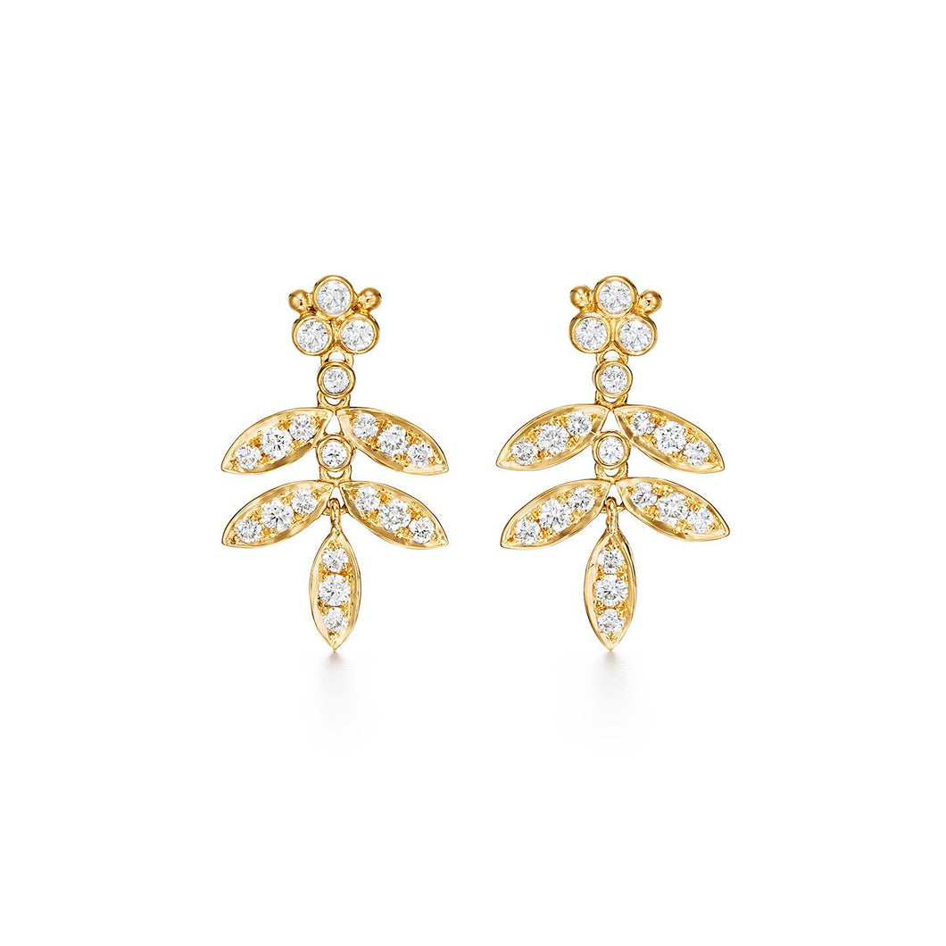 18K Foglia Double Drop Earrings