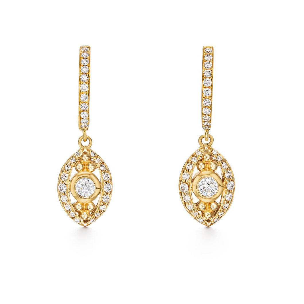 18K Evil Eye Drop Earring in diamond