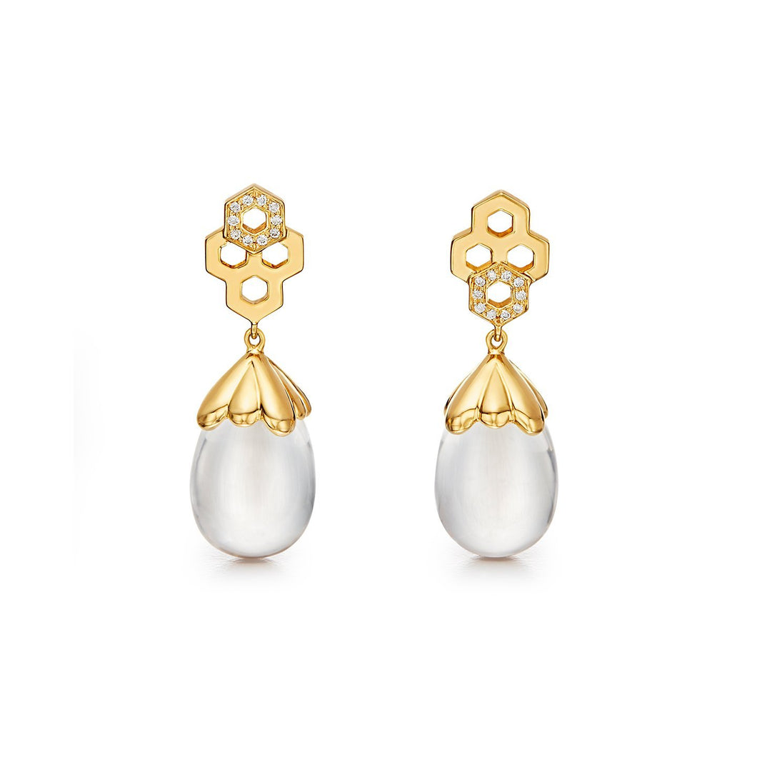 18K Beehive Amulet Drop Earrings