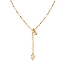 Load image into Gallery viewer, 18K Bird Necklace with Crystal Y-Drop
