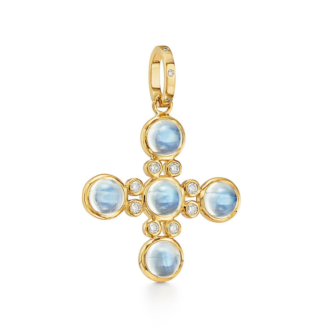 18K Classic Five-Stone Cross Pendant