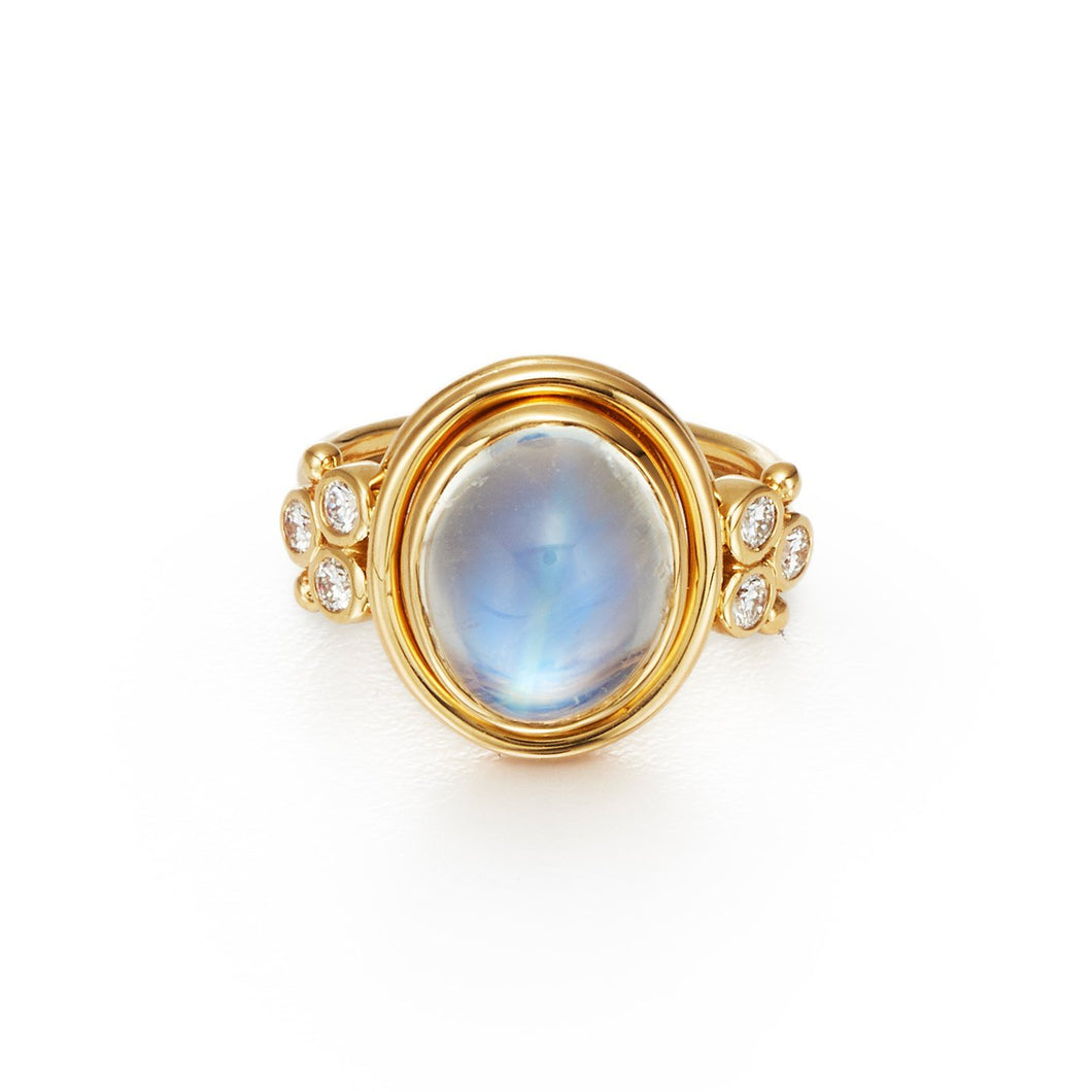 18K Classic Royal Blue Moonstone Ring